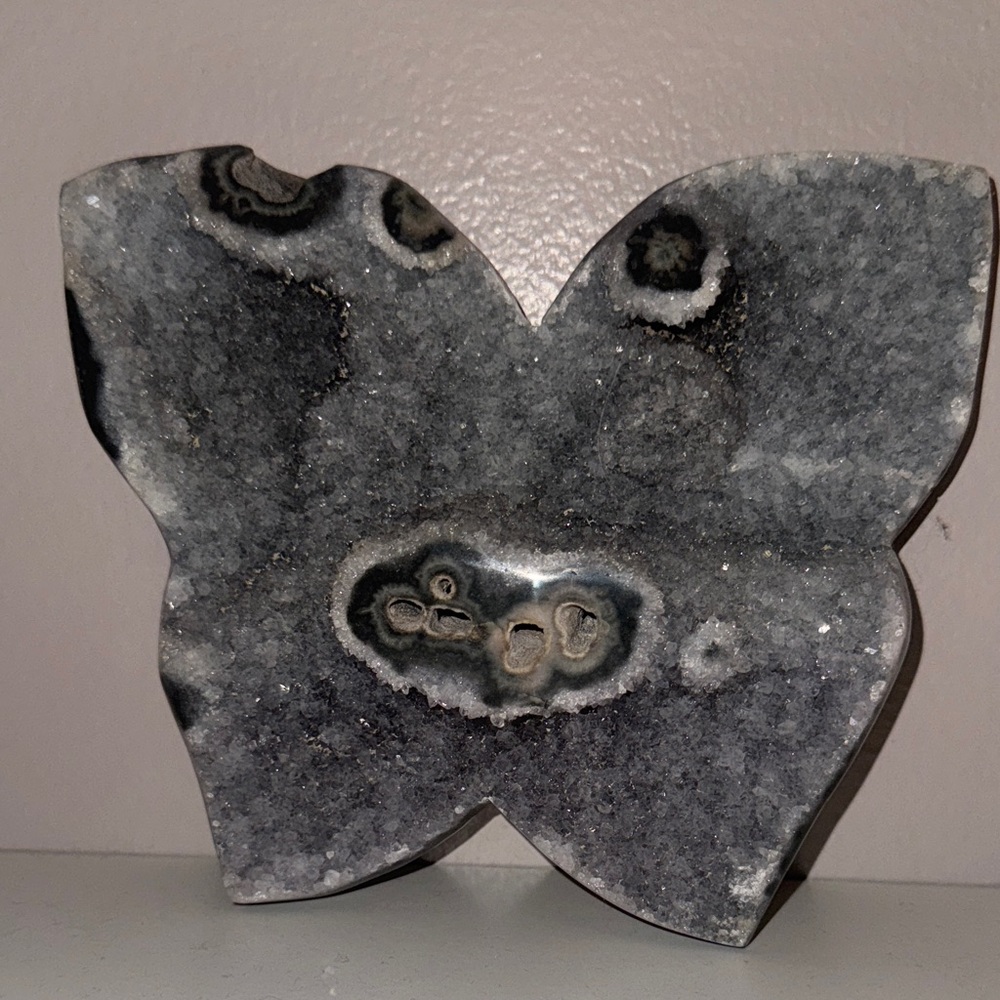Gray Geode Butterfly Sculpture